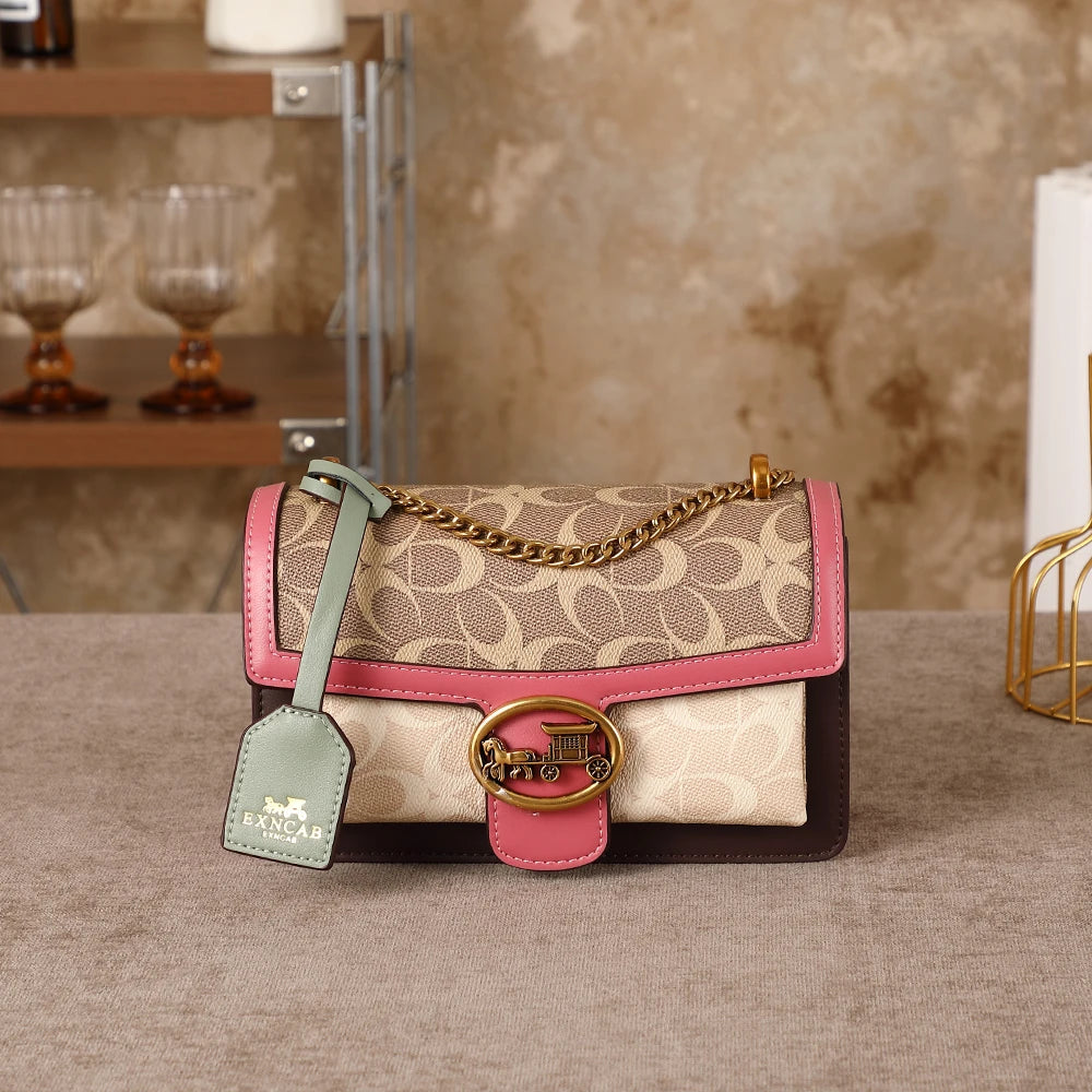 Light luxury women's bag 2026 new high-end color contrast single shoulder underarm bag designer fashionable crossbody small squa