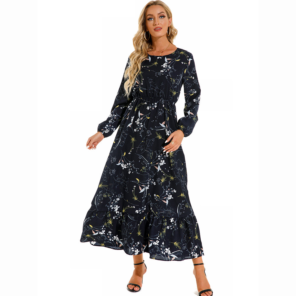2026 Sping Summer Bohemian Women Maxi Dress Casual Long Sleeve High Waist Beach Woman Chiffon Dresses Floral Vestidoes Mujer New