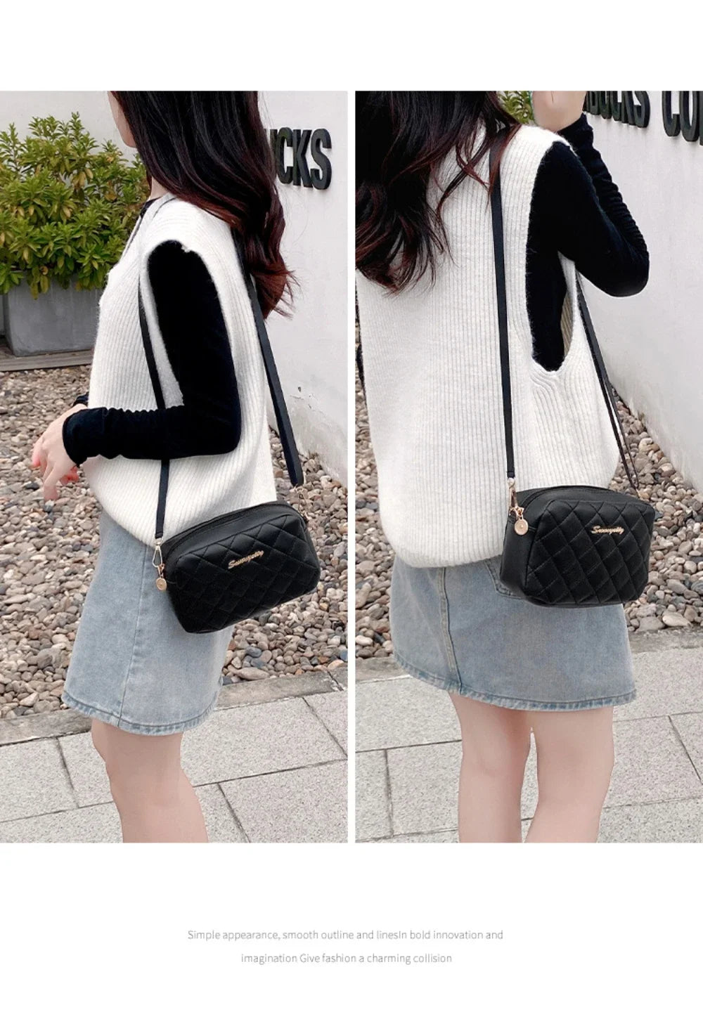 2025 tassel women's small crossbody bag trend diamond grid embroidery camera women's shoulder bag fashion chain crossbody bag