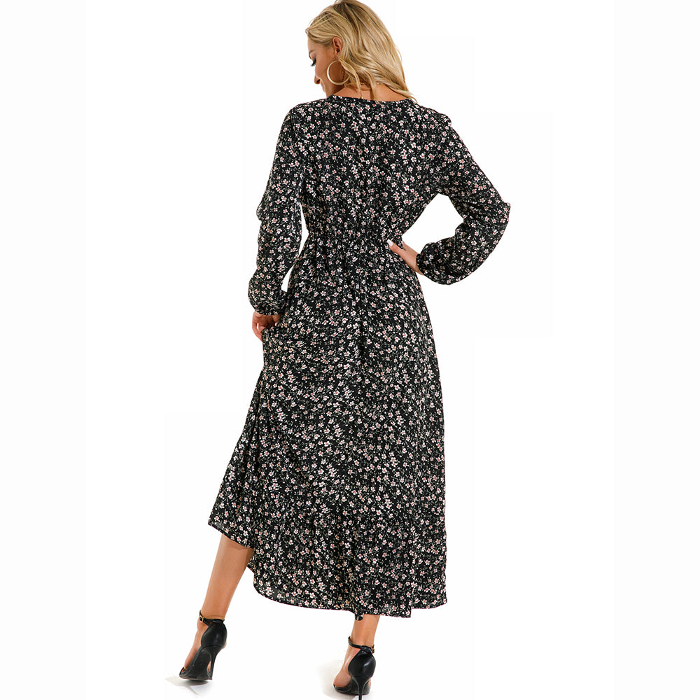 2026 Sping Summer Bohemian Women Maxi Dress Casual Long Sleeve High Waist Beach Woman Chiffon Dresses Floral Vestidoes Mujer New