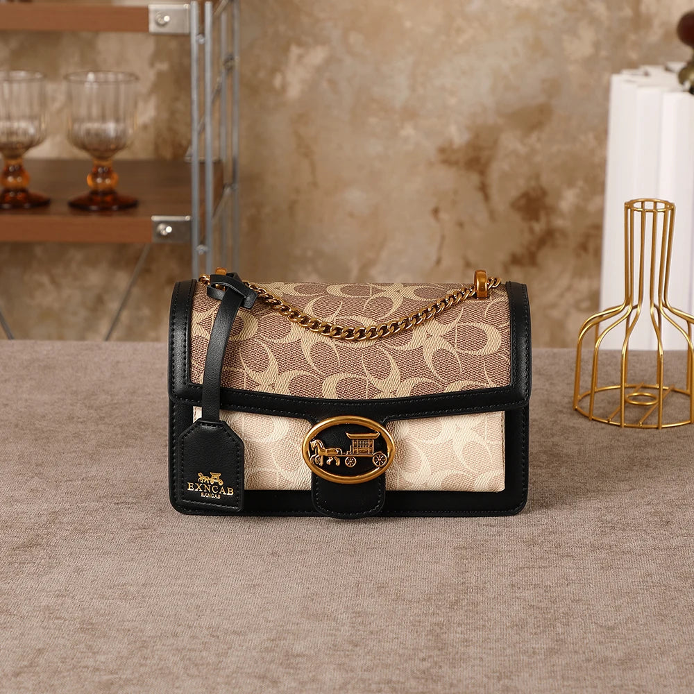 Light luxury women's bag 2026 new high-end color contrast single shoulder underarm bag designer fashionable crossbody small squa