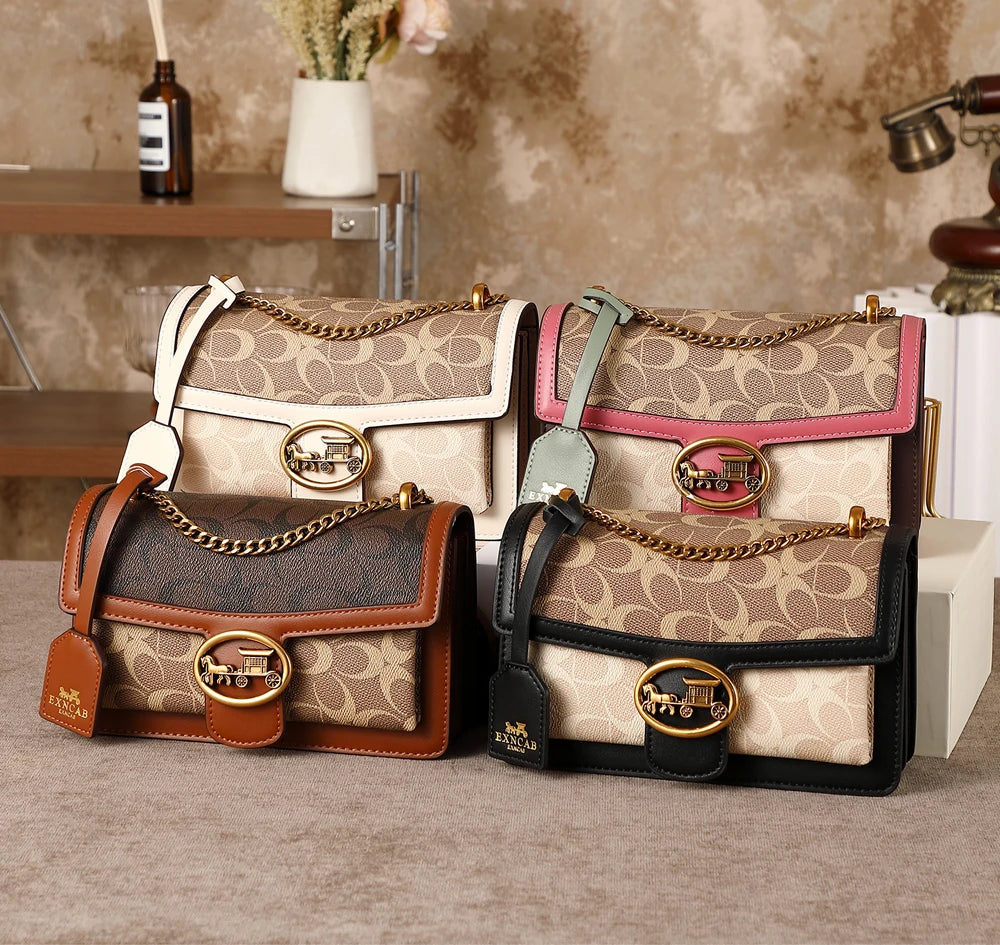 Light luxury women's bag 2026 new high-end color contrast single shoulder underarm bag designer fashionable crossbody small squa
