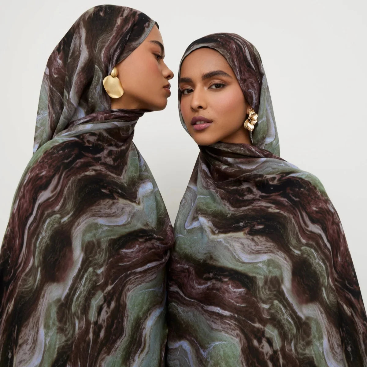 Watercolor Print Hijab Muslim Marble scarf Soft Breathable Sun Protection Lightweight Summer beach Wrap for Women