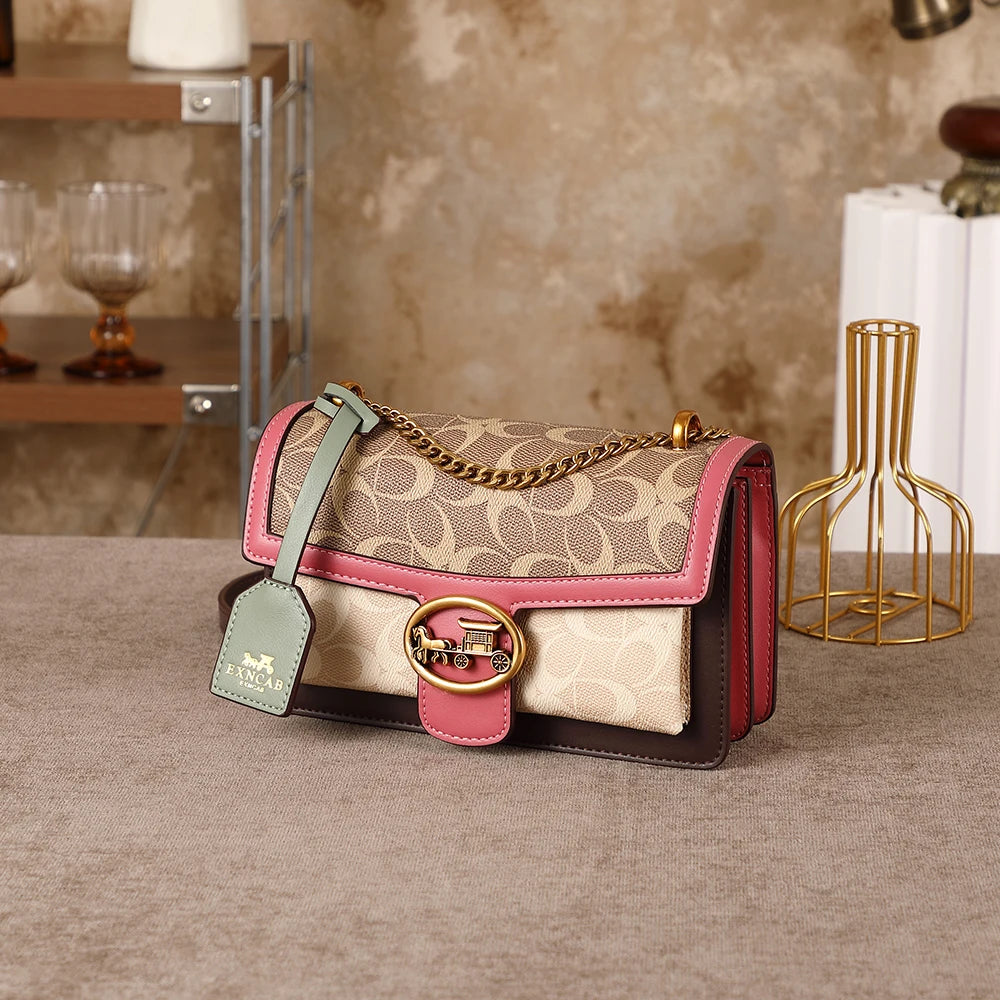 Light luxury women's bag 2026 new high-end color contrast single shoulder underarm bag designer fashionable crossbody small squa