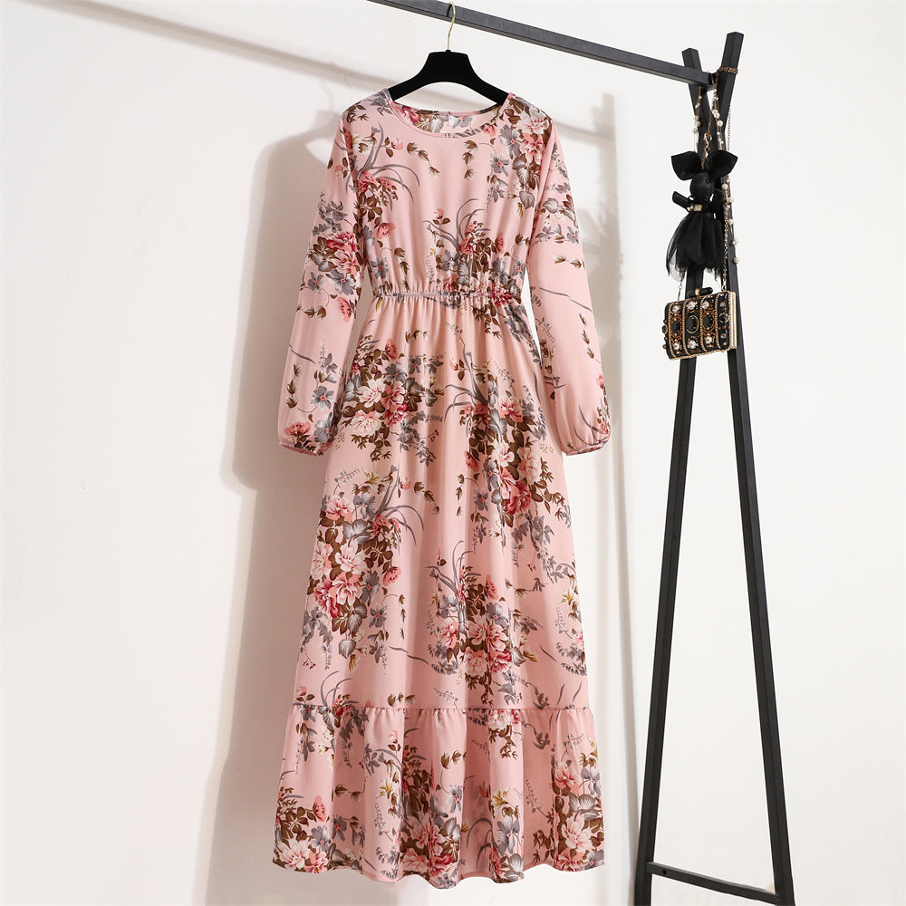 2026 Sping Summer Bohemian Women Maxi Dress Casual Long Sleeve High Waist Beach Woman Chiffon Dresses Floral Vestidoes Mujer New