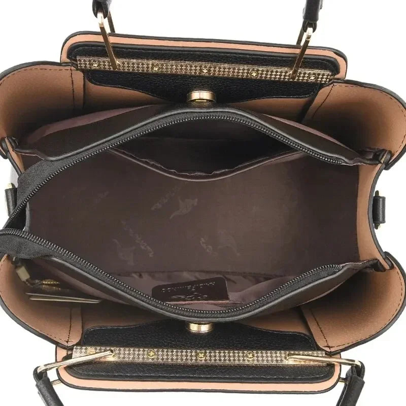Fashion Women Soft PU Leather Handle Handbag Designer Shoulder Crossbody Bag Ladies Large Capacity Shopping Messenger Tote Bag