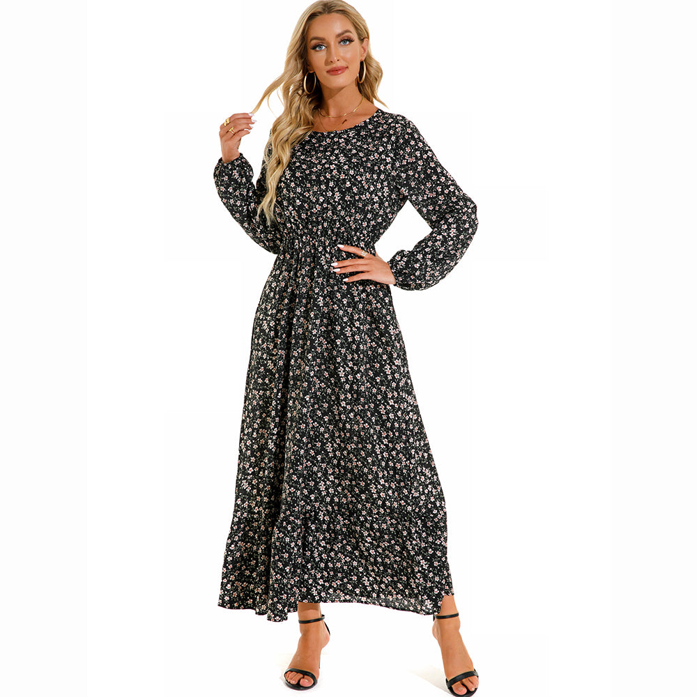 2026 Sping Summer Bohemian Women Maxi Dress Casual Long Sleeve High Waist Beach Woman Chiffon Dresses Floral Vestidoes Mujer New