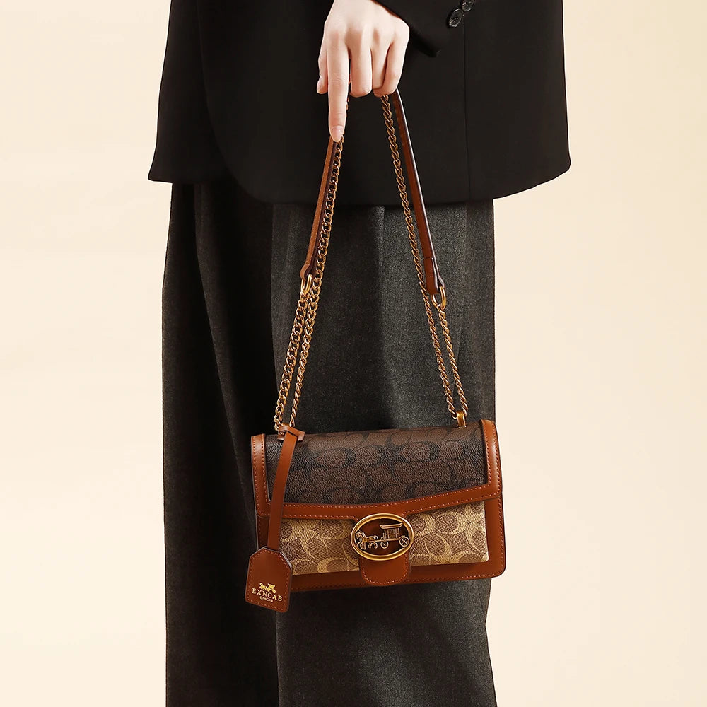Light luxury women's bag 2026 new high-end color contrast single shoulder underarm bag designer fashionable crossbody small squa