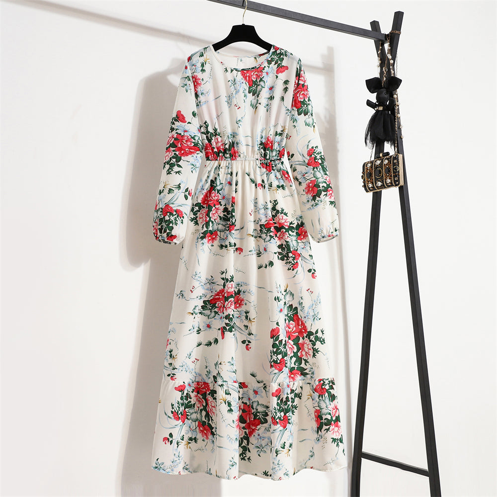2026 Sping Summer Bohemian Women Maxi Dress Casual Long Sleeve High Waist Beach Woman Chiffon Dresses Floral Vestidoes Mujer New