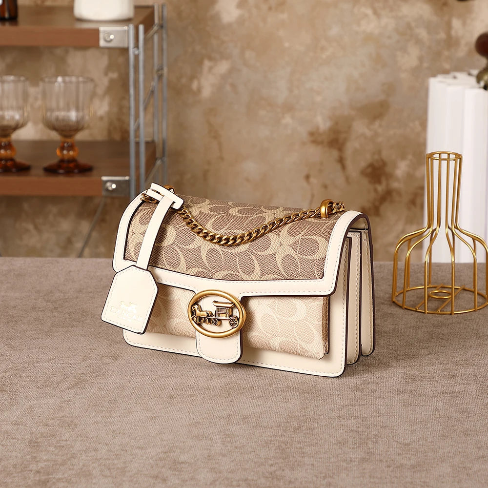 Light luxury women's bag 2026 new high-end color contrast single shoulder underarm bag designer fashionable crossbody small squa