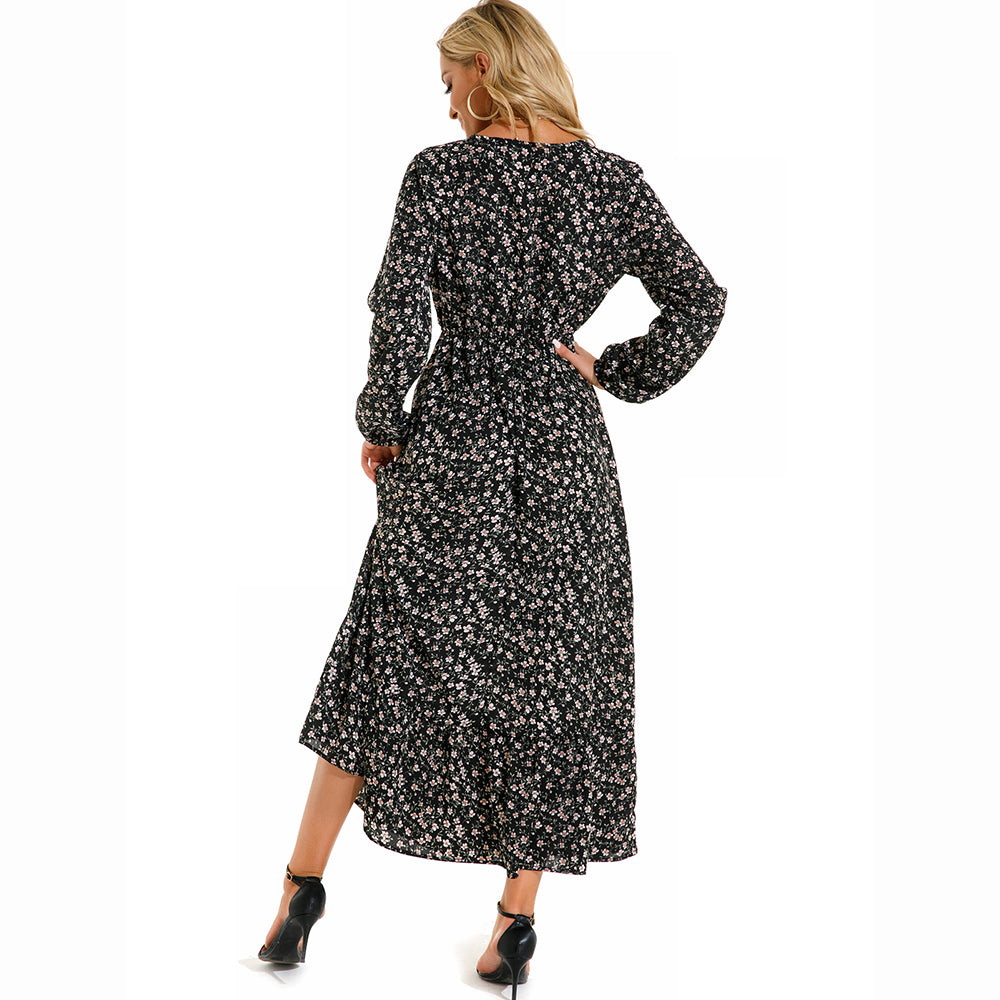 2026 Sping Summer Bohemian Women Maxi Dress Casual Long Sleeve High Waist Beach Woman Chiffon Dresses Floral Vestidoes Mujer New