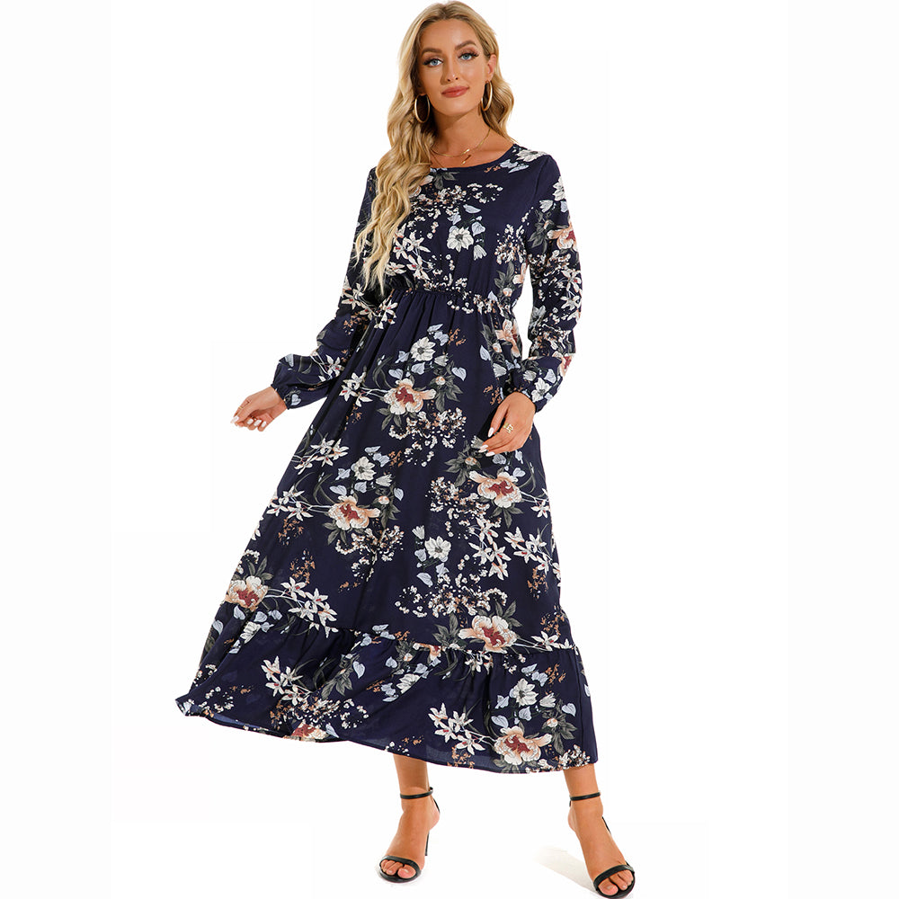 2026 Sping Summer Bohemian Women Maxi Dress Casual Long Sleeve High Waist Beach Woman Chiffon Dresses Floral Vestidoes Mujer New