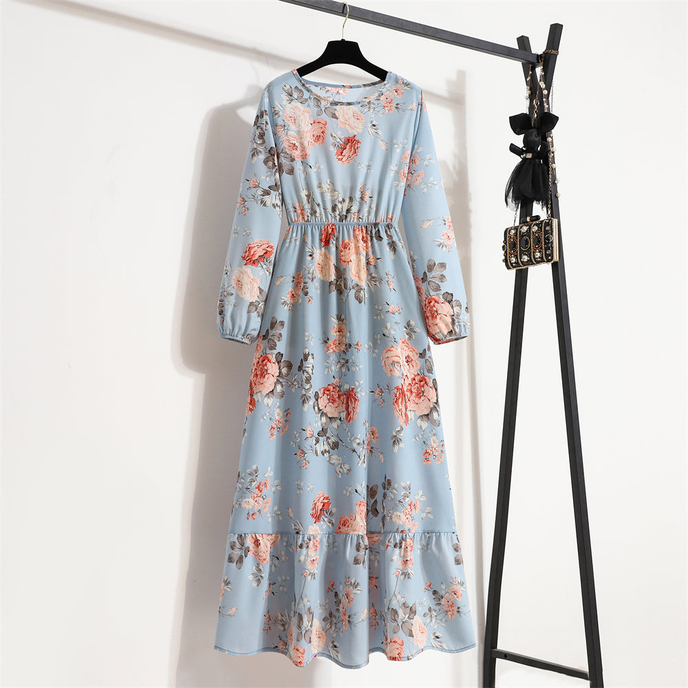 2026 Sping Summer Bohemian Women Maxi Dress Casual Long Sleeve High Waist Beach Woman Chiffon Dresses Floral Vestidoes Mujer New