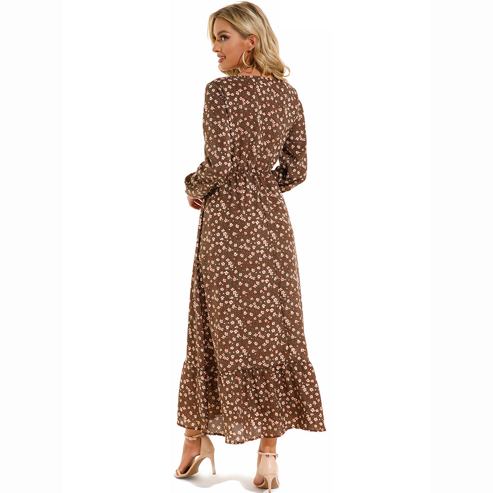 2026 Sping Summer Bohemian Women Maxi Dress Casual Long Sleeve High Waist Beach Woman Chiffon Dresses Floral Vestidoes Mujer New