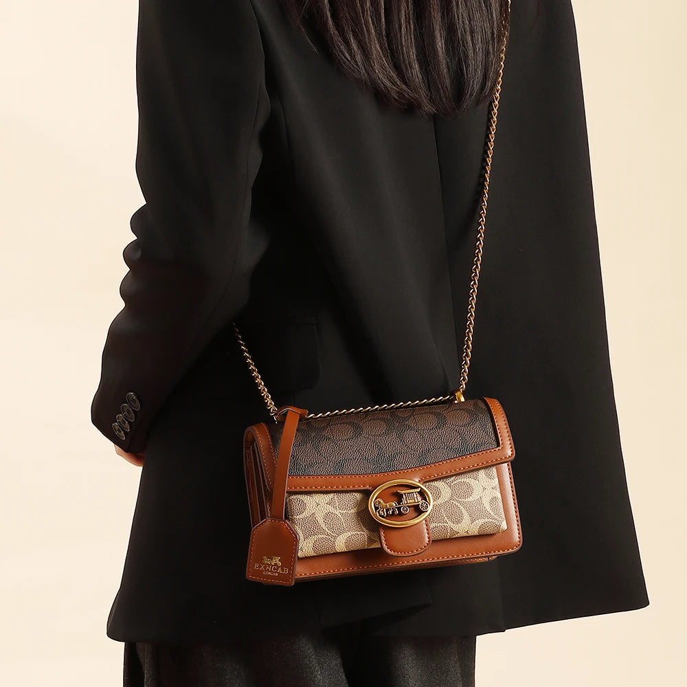 Light luxury women's bag 2026 new high-end color contrast single shoulder underarm bag designer fashionable crossbody small squa