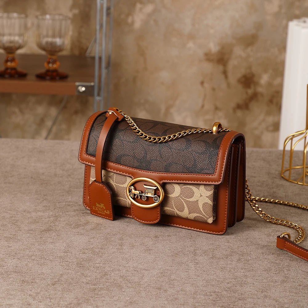 Light luxury women's bag 2026 new high-end color contrast single shoulder underarm bag designer fashionable crossbody small squa