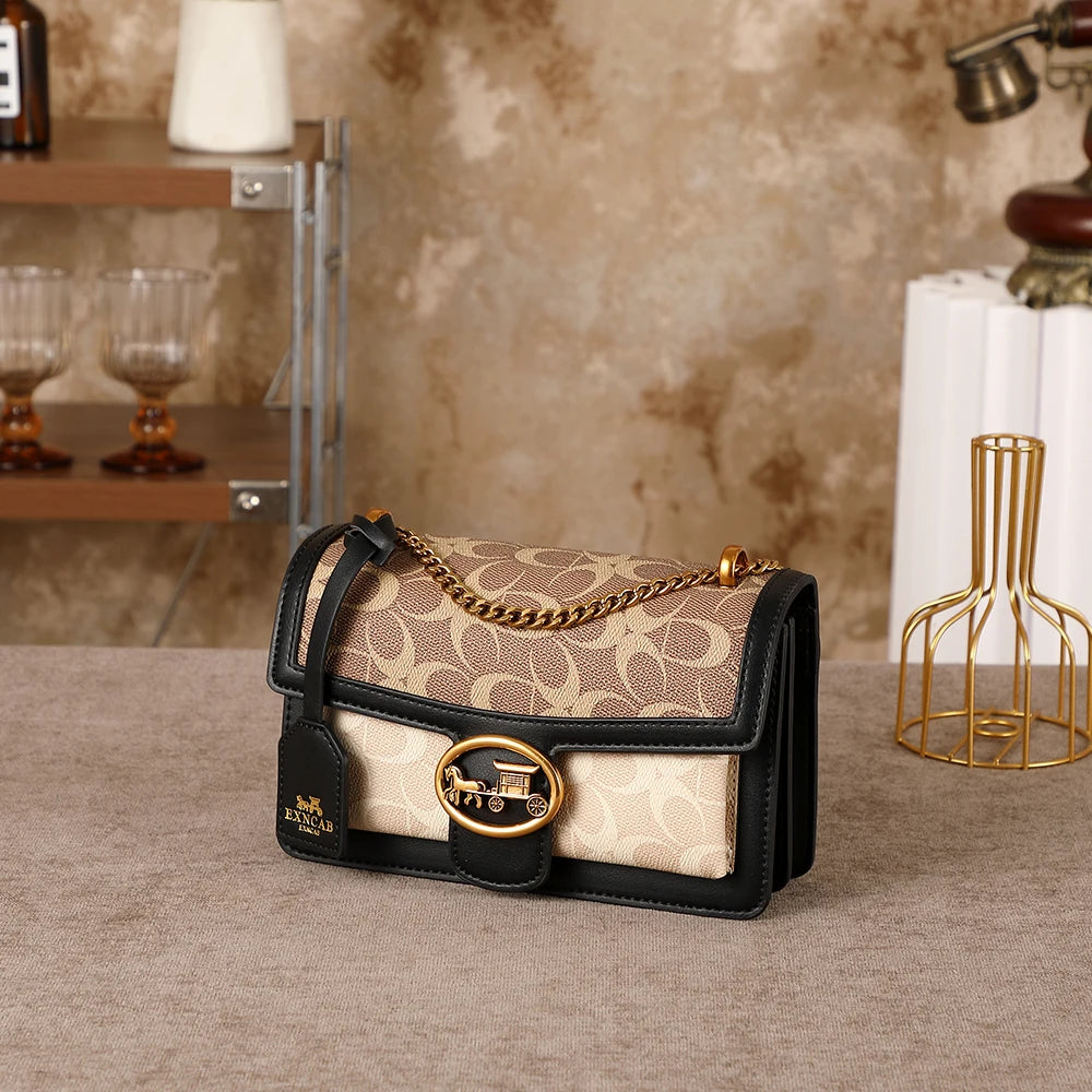 Light luxury women's bag 2026 new high-end color contrast single shoulder underarm bag designer fashionable crossbody small squa