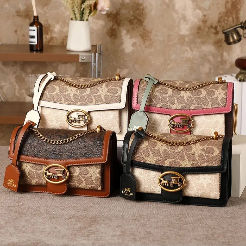Light luxury women's bag 2026 new high-end color contrast single shoulder underarm bag designer fashionable crossbody small squa